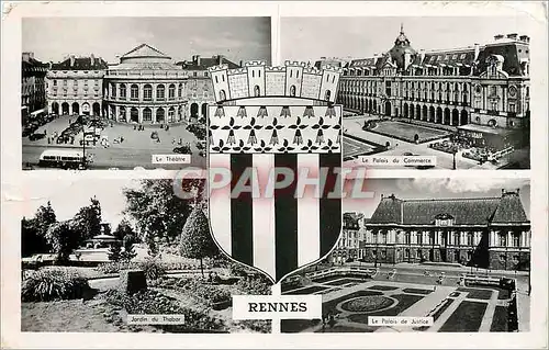 Moderne Karte Rennes Le theatre Le palais du commerce Jardin du Thabor Le palais de justice