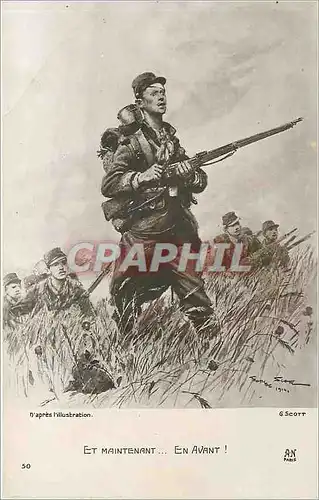 Cartes postales Et Maintenant En Avant Scott Militaria