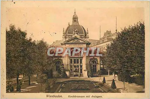 Cartes postales Wiesbaden Kochbrunnen mit Anlagen