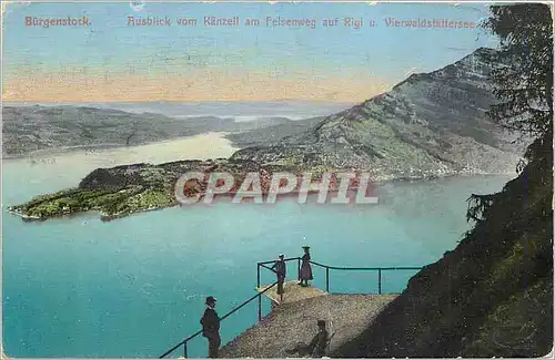 Cartes postales Burgenstock Ausblick vom Kanzeli am Felsenweg auf Rigi u Vierwaldstattersee