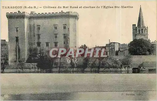 Cartes postales Tarascon B du R Chateau du Roi Rene et Clocher de l'Eglise Ste Marthe