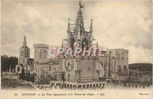 Cartes postales Avignon La Tour Jacquemart et le Palais des Papes