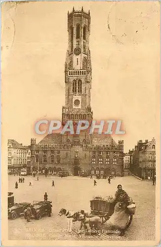 Cartes postales Bruges Grand Place Une Laitiere Flamande Voiture a chiens