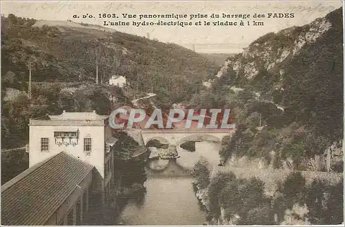Cartes postales Vue panoramique prise du barrage des Fades l'Usine hydro electrique et le viaduc a 1 km