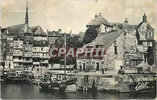 Moderne Karte Honfleur Le Bassin de l'Oues et la Lieutenance Bateau