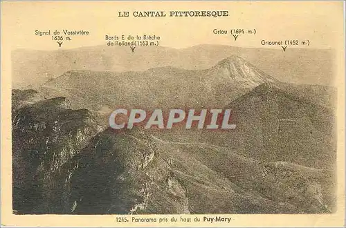 Cartes postales Le Cantal Pittoresque Panorama pris du haut du Puy Mary