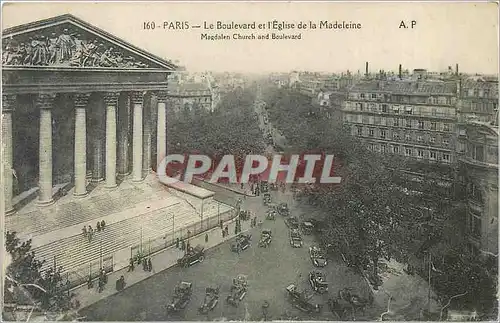 Cartes postales Paris Le Boulevard et l'Eglise de la Madeleine