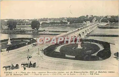 Cartes postales Tours Place des Arts squares Descartes