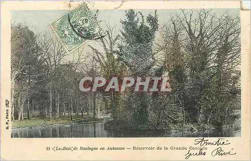 Ansichtskarte AK Le Bois de Boulogne en Automne Reservoir de la Grande Cascade