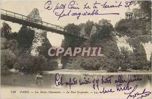 Cartes postales Paris Les Buttes Chaumont Le Pont Suspendu