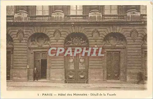 Cartes postales Paris Hotel des Monnaies Detail de la Facade