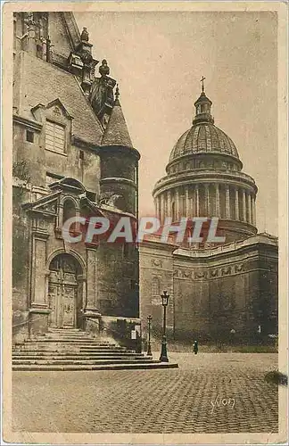 Cartes postales Paris Entree laterale de l'Eglise St Etienne du Mont et Dome du Pantheon