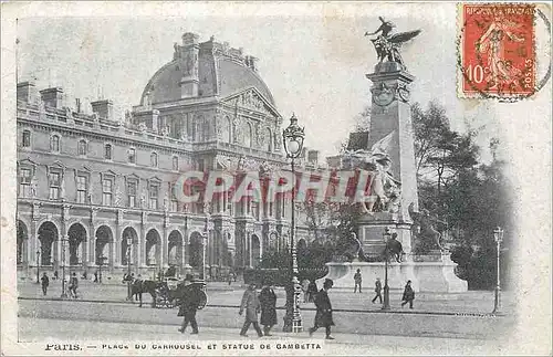 Cartes postales Paris Place du Carrousel et Statue de Gambetta