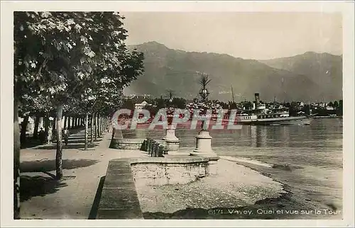 Cartes postales Vevey Quai et vue sur la Tour