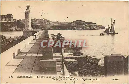 Ansichtskarte AK Marseille La Jetee et le Phare Sainte Marie Phare Bateau