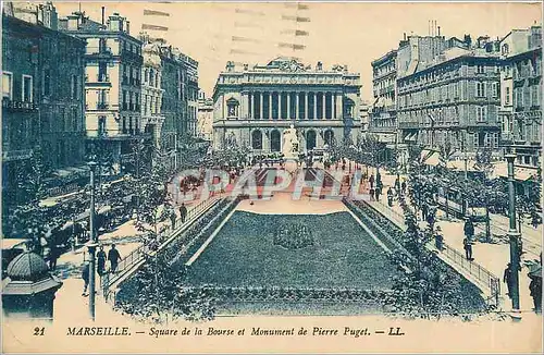 Cartes postales Marseille Square de la Bourse et Monument de Pierre Puget