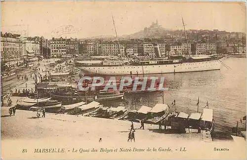 Cartes postales Marseille Le Quai des Belges et Notre Dame de la Garde Bateaux