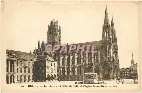 Ansichtskarte AK Rouen La Place de l'Hotel de Ville et l'Eglise Saint Ouen