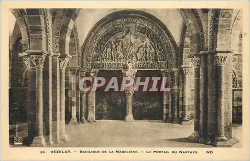 Cartes postales Vezelay Basilique de la Madeleine Le Portail du Narthex