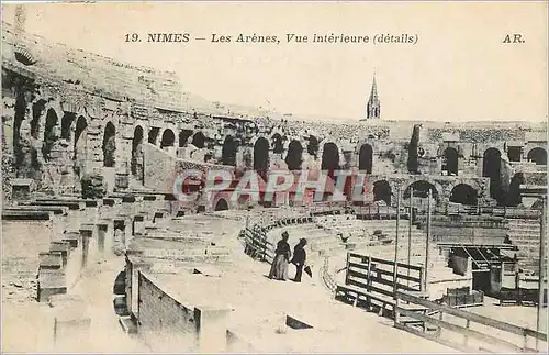 Cartes postales Nimes Les Arenes Vue interieure details