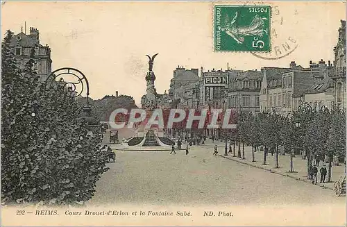 Ansichtskarte AK Reims Cours Drouet d'Erlon et la Fontaine Sube