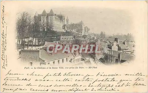 Cartes postales Pau Le Chateau et la Basse Ville vue prise du Parc