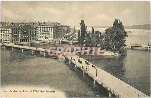 Cartes postales Geneve Pont et Hotel des Bergues