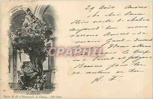 Cartes postales Malines Eglise ND d'Hanswyck la Chaire Carte 1900