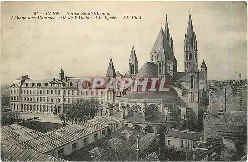 Ansichtskarte AK Caen Eglise Saint Etienne Abbaye aux Hommes Cote de l'Abside et le Lycee