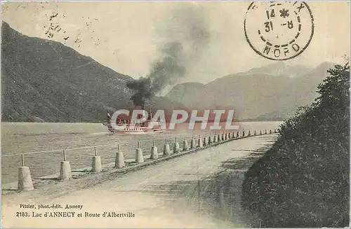 Cartes postales Lac d'Annecy et Route d'Albertville Bateau