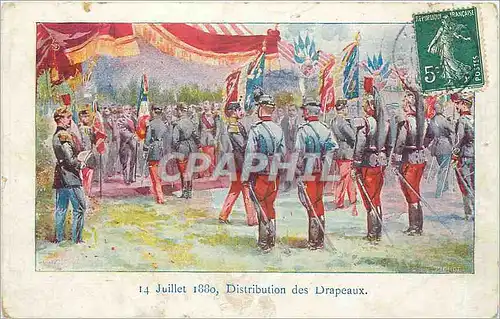 Cartes postales Juillet 1880 Distribution des Drapeaux Militaria