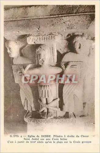 Cartes postales Eglise de Besse Pilastre a droite du Choeur Saint Andre sur une Croix latine