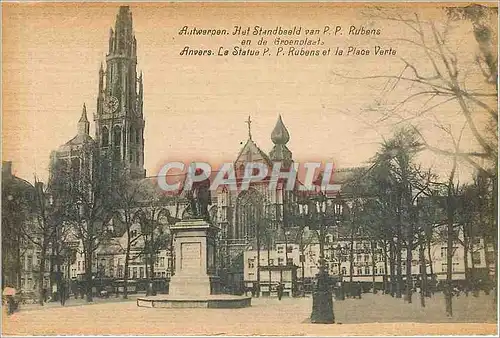 Cartes postales Anvers La Statue P P Rubens et la Place Verte
