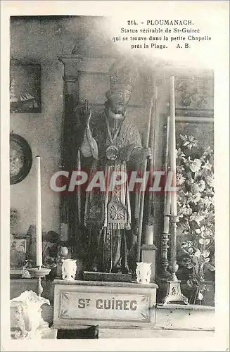 Cartes postales Ploumanach Statue veritable de St Guirec qui se trouve dans la petite chapelle pres la Plage