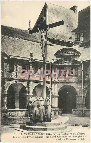 Ansichtskarte AK Sainte Anne d'Auray Le Calvaire du Cloitre Les Jeunes Filles desirant un mari plantent des eping