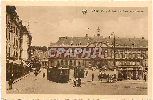 Cartes postales Liege Palais de Justice et Place Saint Lambert Tramway