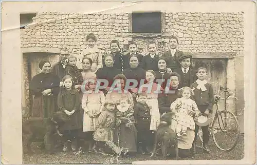 CARTE PHOTO Famille Velo Chien