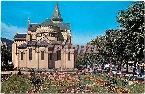 Cartes postales moderne La Bourboule L'Eglise cote Chevet et les Jardins