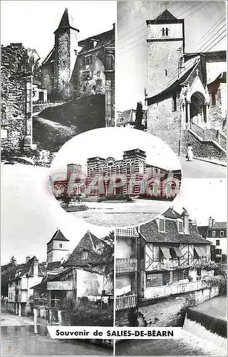 Moderne Karte Souvenir de Salies de Bearn Salies de Bearn Chateau Eglise Etablissement Thermal Vieilles Maison