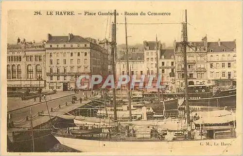 Cartes postales Le Havre Place Gambetta Bassin du Commerce Bateaux