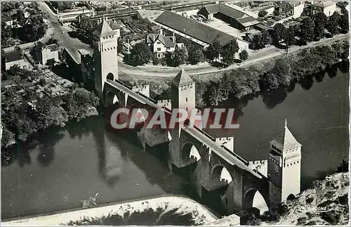 Moderne Karte Cahors Lot Vue aerienne du Pont Valentre