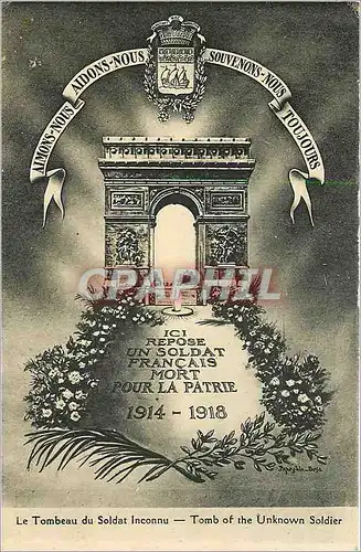 Cartes postales Le Tombeau du Soldat Inconnu Paris