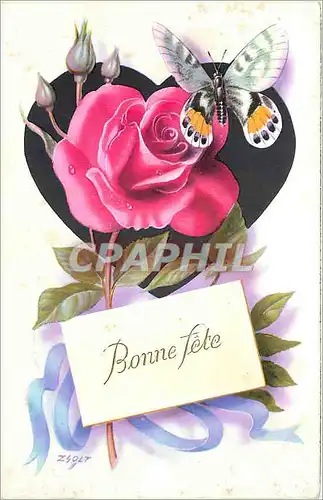 Cartes postales Bonne Fete Fleurs Papillon