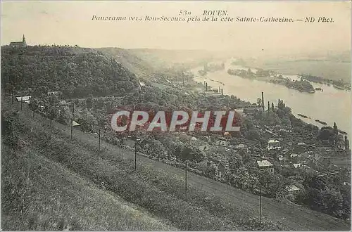 Cartes postales Rouen panorama vers Bon Secours pris de la cote Sainte Catherine