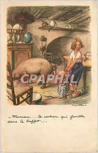 Cartes postales Poulbot Cochon Porc