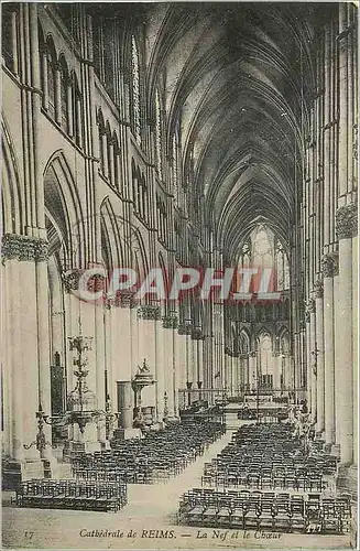 Cartes postales Cathedrale de Reims la Nef et le Choeurs