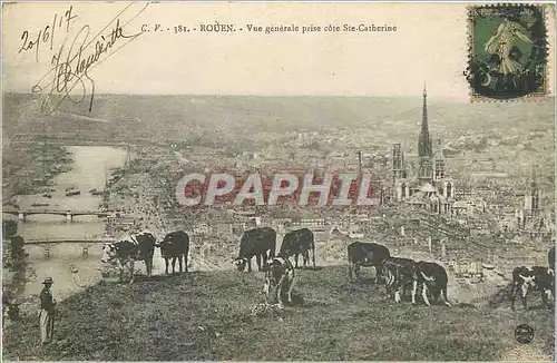 Ansichtskarte AK Rouen vue generale prise cote Ste Catherine Vaches