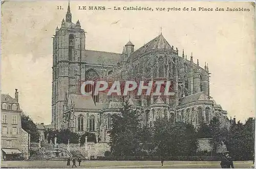 Ansichtskarte AK Le Mans la Cathedrale vue prise de la Place des Jacobins
