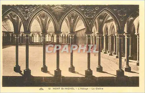 Cartes postales Mont St Michel l'Abbaye le cloitre