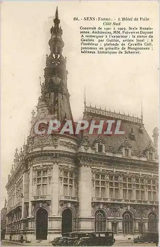 Cartes postales Sens Yonne l'Hotel d Ville Cote Sud